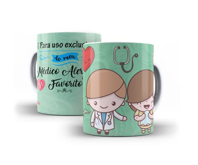 Imagem de Caneca Branca Porcelana Profissão Medicina Alergista 325ml + Caixinha