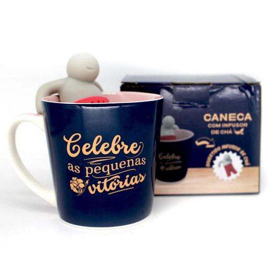 Imagem de Caneca C/ Infusor Chá 350ml Celebre As Pequena Vitórias Zc - Zona Criativa