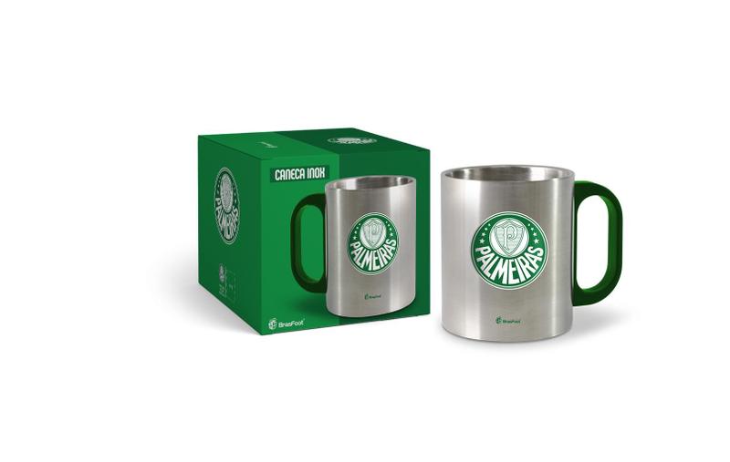 Imagem de Caneca cafe cerveja metal inox 300ml times futebol palmeiras