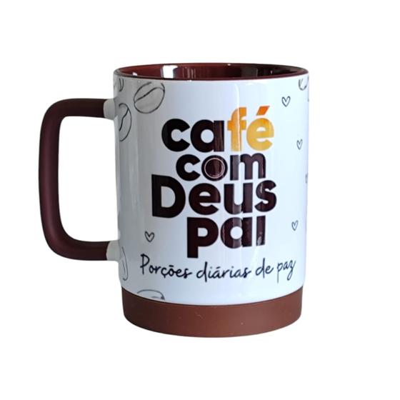 Imagem de Caneca Café com Deus Pai Alça Soft e Base em Silicone com Interior Marrom