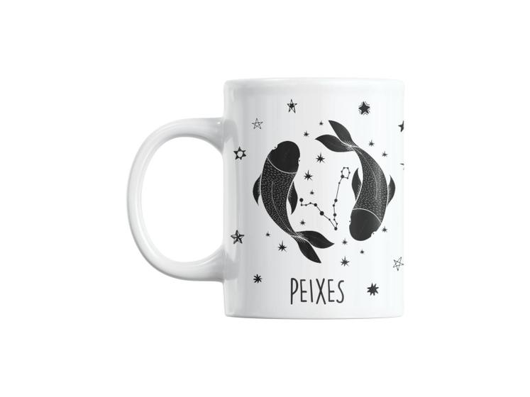 Imagem de Caneca Café Personalizada Signo Peixes Branca