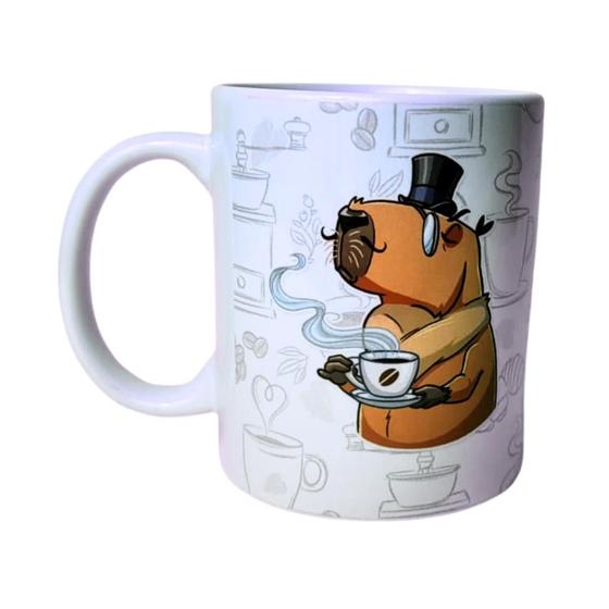 Imagem de Caneca Café Porcelana Personalizada Adulto Capivara 325ml  Artesanal