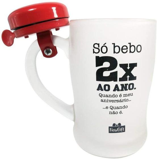 Imagem de Caneca Campainha Só Bebo 2x Ao An 400ml - Newgift