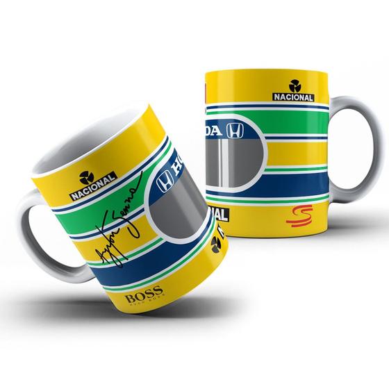 Imagem de Caneca Capacete Ayrton Senna F1 Formula 1 Corrida Automobilismo GP McLaren