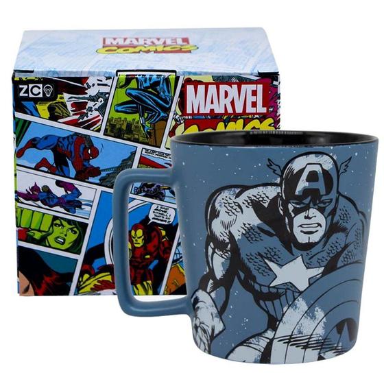 Imagem de Caneca Capitão América Cerâmica Azul 400 Ml Oficial Marvel