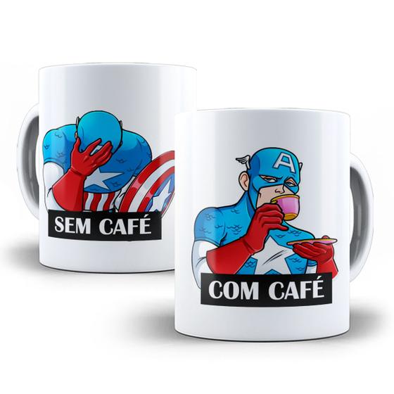 Imagem de Caneca Capitão América Com Café Sem Café Porcelana