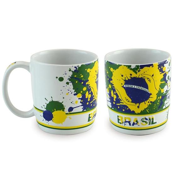 Imagem de Caneca Ceraflame Brasil Branca 350ml Cerâmica Premium