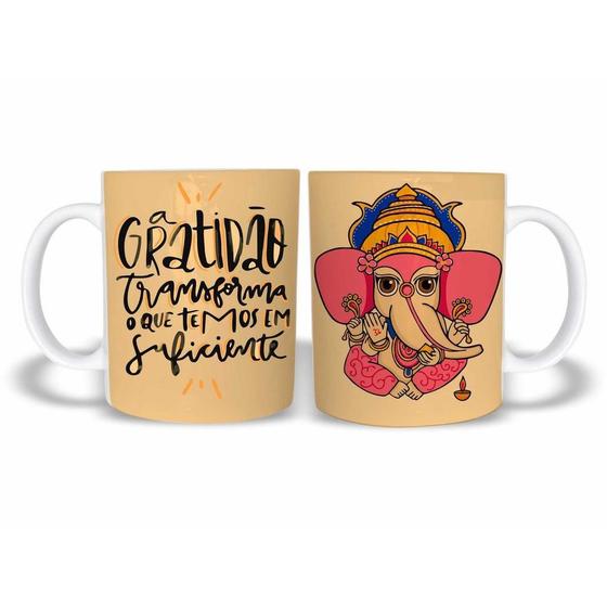 Imagem de Caneca Cerâmica 325ML Yoga Meditação Gratidão Ganesha