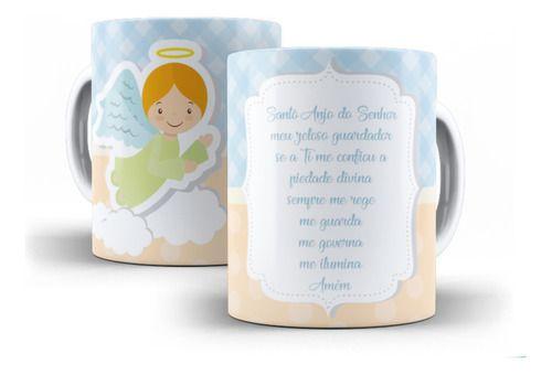 Imagem de Caneca Cerâmica Batizado Frase Anjo Desenho Bebê Azul 7062