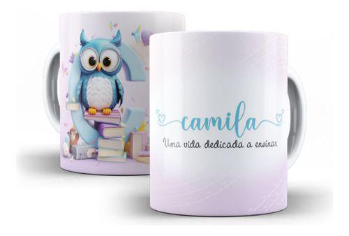 Imagem de Caneca Cerâmica Dia Do Professor Coruja Nome Professora