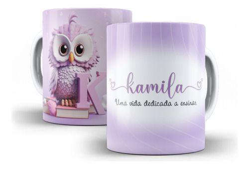 Imagem de Caneca Cerâmica Dia Do Professor Coruja Nome Professora