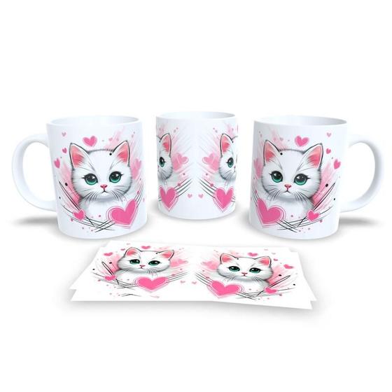 Imagem de Caneca Cerâmica Personalizada Gato / Gatinho Branco - Modelo 785265