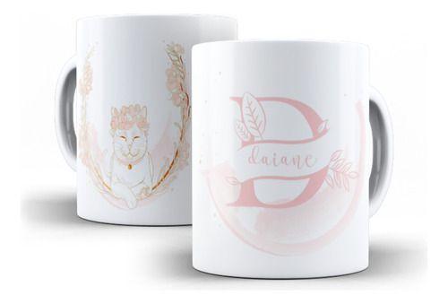 Imagem de Caneca Cerâmica Personalizada Seu Nome Gato Gata Felino