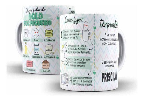 Imagem de Caneca Cerâmica Receita Bolo C/ Nome Presente Legal 12321