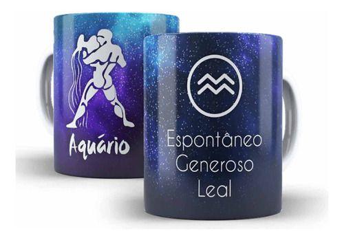 Imagem de Caneca Cerâmica Signo Aquário Qualidades Barato Bonito01176