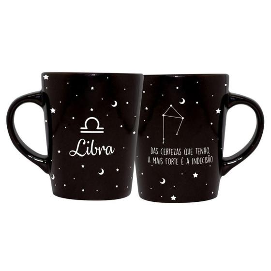 Imagem de Caneca Cerâmica Signos Zodíaco Preta Presente 270Ml Libra