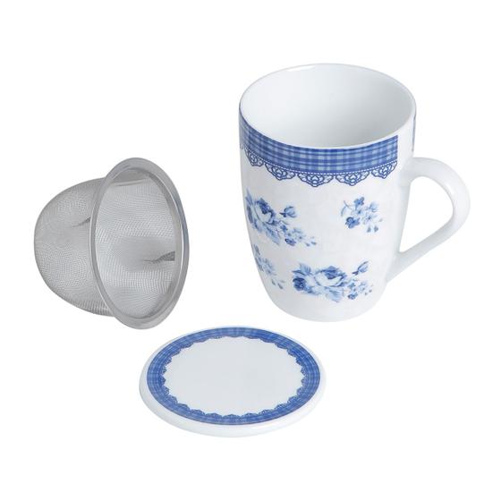 Imagem de Caneca Chá Com Filtro E Tampa Em Porcelana 310ml Garcia Lyor