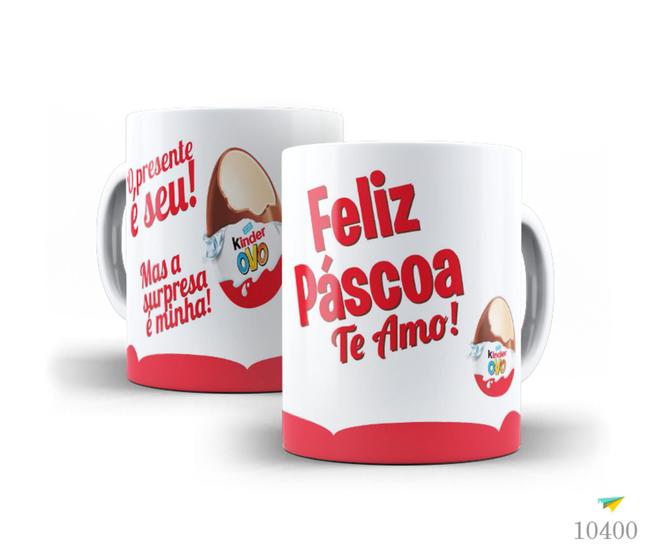 Imagem de Caneca chocolate, o presente é seu, mas a surpresa é minha, feliz páscoa, te amo