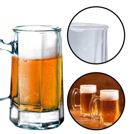 Imagem de Caneca Chopp 380ml Vidro Copo Cerveja Transparente Zero Grau Churrasco Para Servir