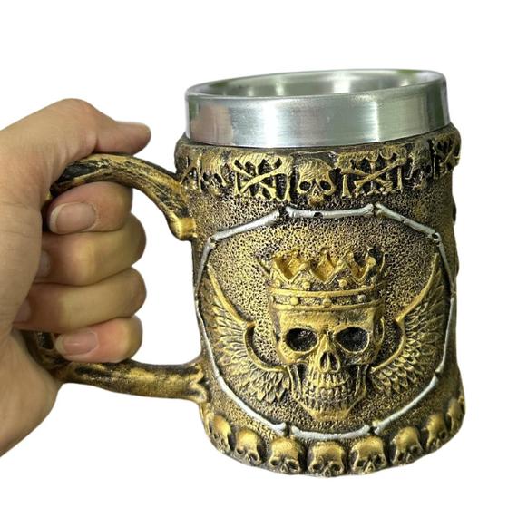 Imagem de Caneca Chopp Cerveja Caveira Coroa Decoração Casa Bar