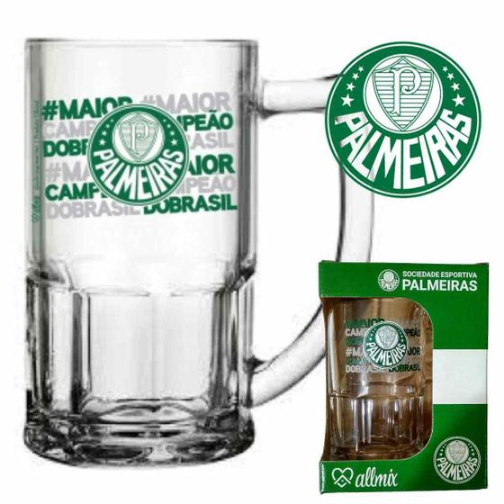 Imagem de Caneca Chopp Cerveja Vidro 340ml Corinthians Flamengo Palmeiras Bristol Nadir Figueiredo Original Oficial Presente