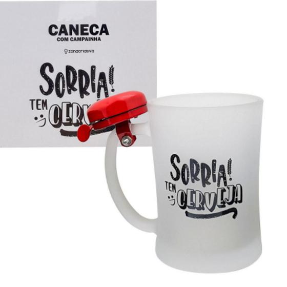 Imagem de Caneca Chopp Com Campainha Sorria tem cerveja 650 Ml - Zona Criativa 7908011760971