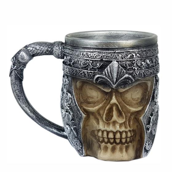 Caneca Chopp Medieval Inox Resina Cranio Caveira Cerveja Bar Menor preço em Caneca Chopp Medieval Inox Resina Cranio Caveira Cerveja Bar