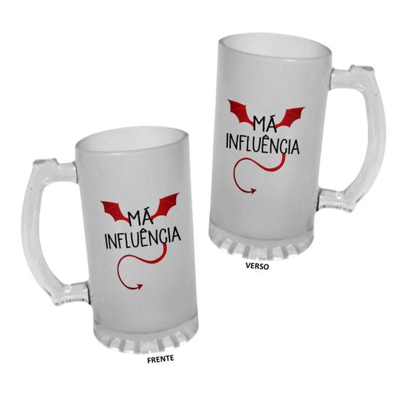 Imagem de Caneca Chopp Vidro 475ml Má Influência Engraçadas