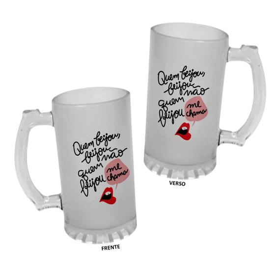 Imagem de Caneca Chopp Vidro 475ml Quem beijou, beijou quem não beijou