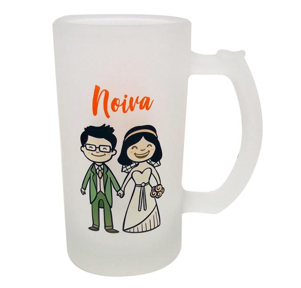 Imagem de Caneca Chopp Vidro Jateado Eu Disse Sim Noiva Casamento