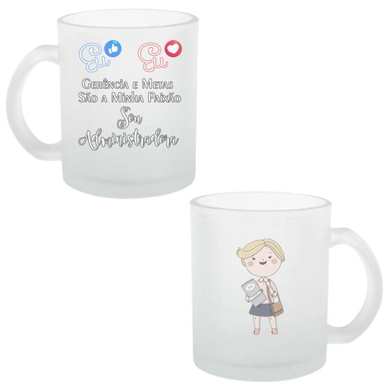 Imagem de Caneca Chopp Vidro Jateado Profissão Administração ADM 325ml - 1 Unidade + Caixinha