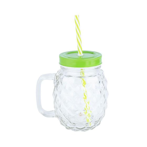 Imagem de Caneca com Canudo Abacaxi Pineapple de Vidro Transparente