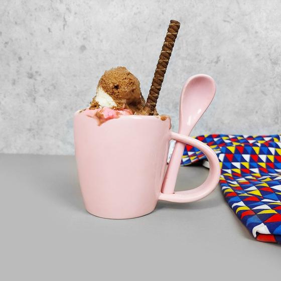 Imagem de Caneca Com Colher 300 ml Rosa