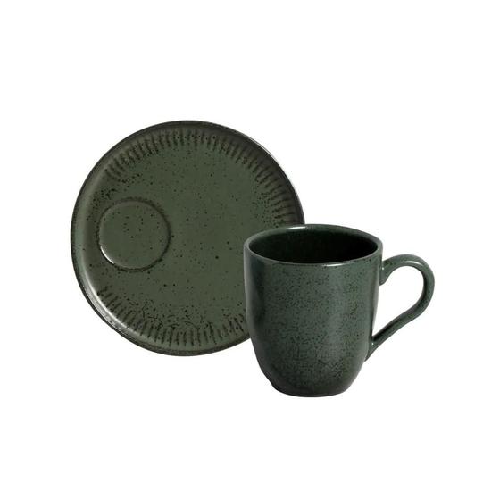 Imagem de Caneca com Pires Descentralizado Linhas Greenery 273ml - 1 Uni.