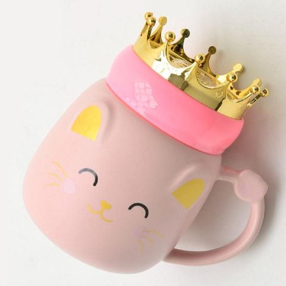 Imagem de Caneca com Tampa Coroa Gatinho Fofo