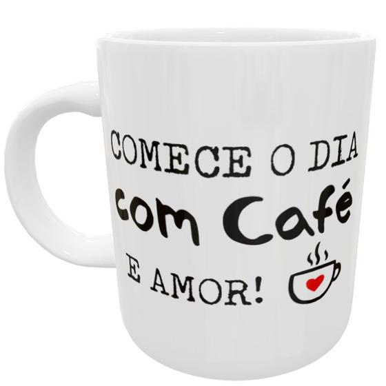 Imagem de Caneca comece o dia com café e amor presente criativo