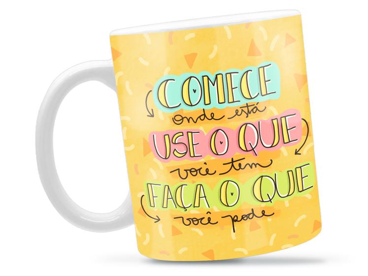Imagem de Caneca Comece Onde Está Divertida Porcelana Xícara 325ml + Caixa Presente