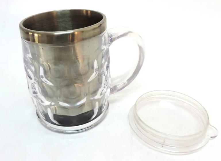 Imagem de Caneca Copo Grande Acrílico Térmica Inox Com Tampa 500ml