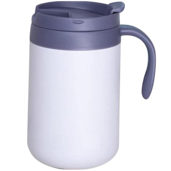 Imagem de Caneca Copo Térmico Aço Inox Café Chá C/ Tampa 500ml Branco