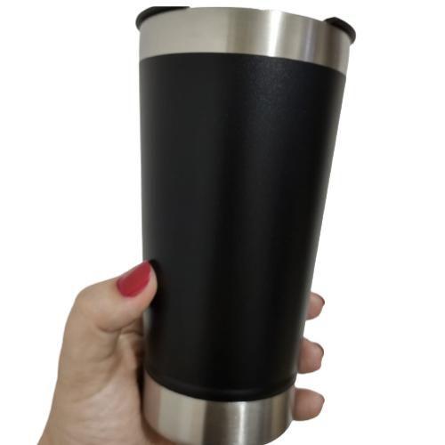 Imagem de Caneca Copo Térmico Inox Cerveja 473 Ml Com Tampa E Abridor Pret0