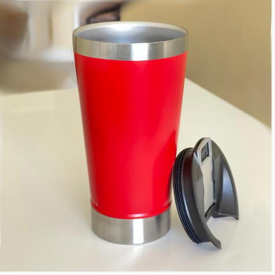 Imagem de Caneca Copo Térmico Inox Cerveja 550 Ml Com Tampa E Abridor