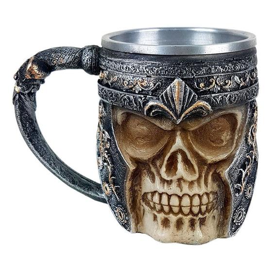 Imagem de Caneca Cranio Caveira Medieval Decorativo Resina