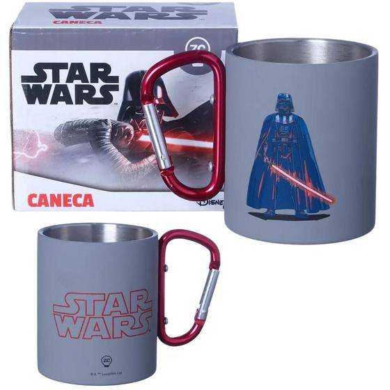 Imagem de Caneca Darth Vader Aço Inox Com Mosquetão Oficial Star Wars