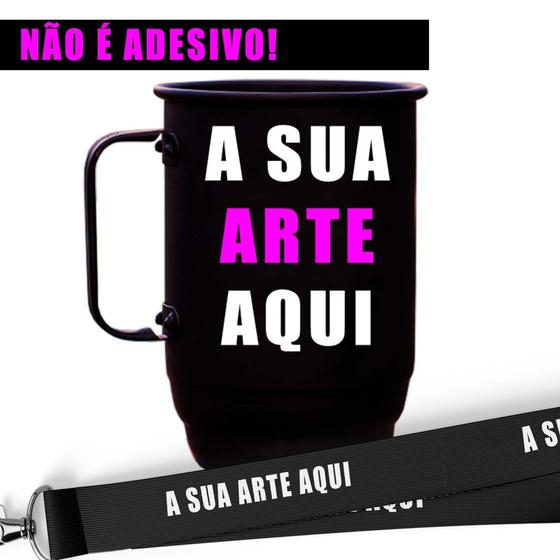 Imagem de Caneca de aluminio personalizada 500ml com tirante personalizado