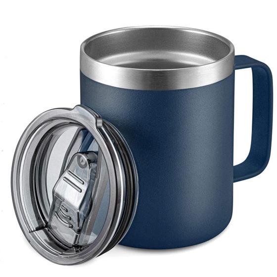 Imagem de Caneca de café ALOUFEA de aço inoxidável 350 ml isolada azul marinho 12 onças