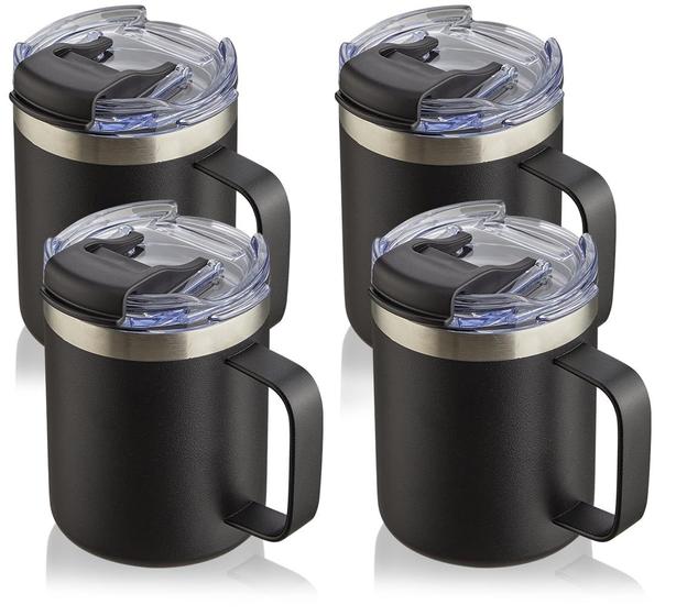 Imagem de Caneca de Café ALOUFEA em Aço Inoxidável (350mL) - Pacote com 4 - Isolada e Vermelha