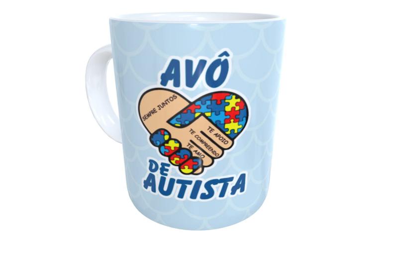 Imagem de Caneca de cerâmica avô de autista presente inclusão