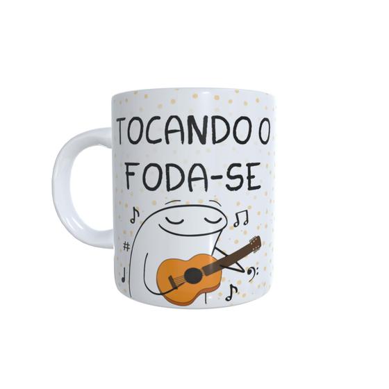 Imagem de Caneca de Cerâmica Branca Personalizada - Tocando o fod@-se - Flork. 325 ml.