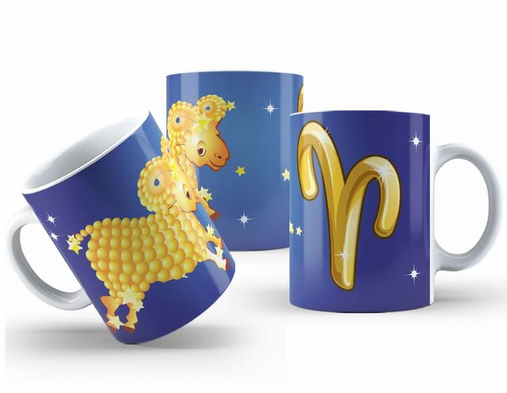 Imagem de Caneca de Cerâmica com Design Astrológico Dourado 325ml