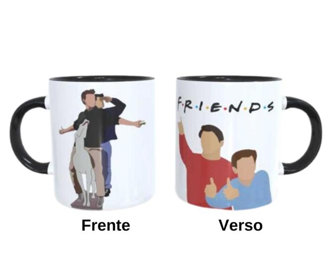 Imagem de Caneca de Ceramica Interior e Alça preta - Joey e Chandler Friends